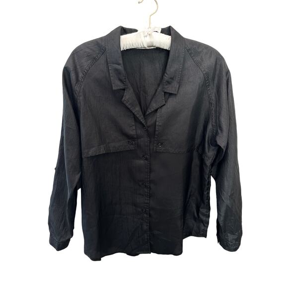 DIANE VON FURSTENBERG Vintage Black Button-Up Blouse Minimalist Shirt | Size 8 - Picture 1 of 6